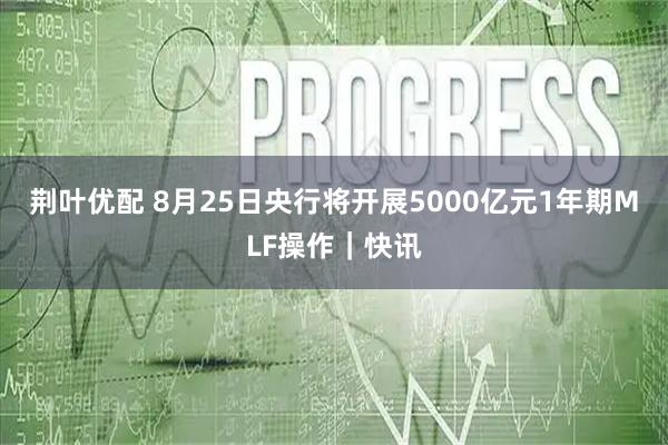 荆叶优配 8月25日央行将开展5000亿元1年期MLF操作｜快讯